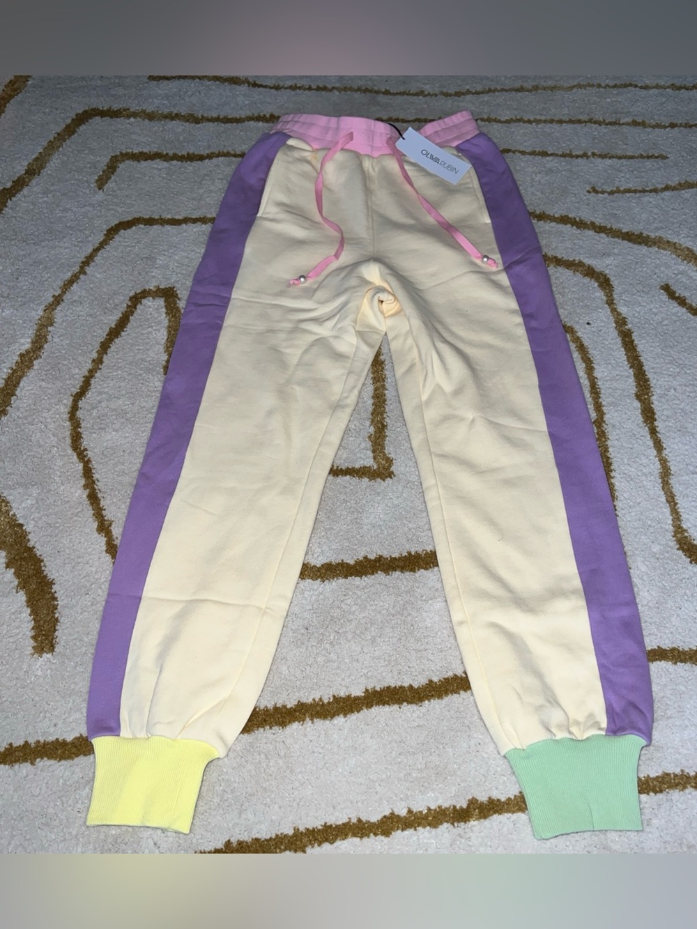 NWT Olivia Rubin Tilda  Pastel Colorblock Joggers Size XS 100% Cotton